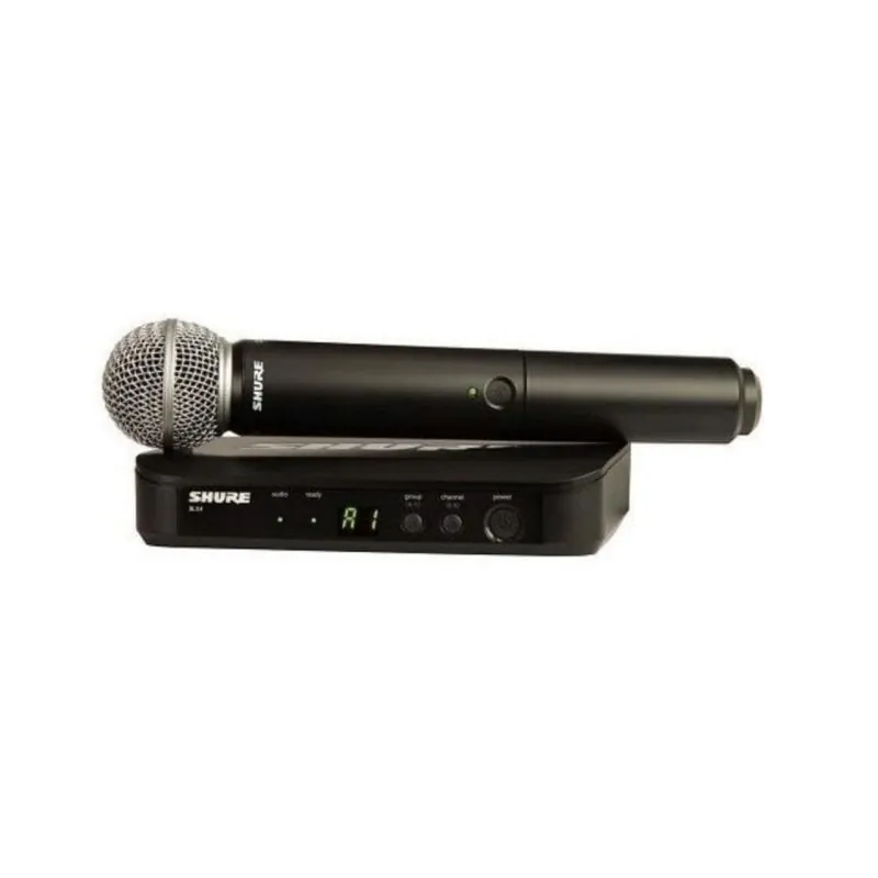 Micrófono Shure BLX24/PG58 inalámbrico mano 100 m con indicador LED y 14 h autonomía BLX24E/PG58-M17