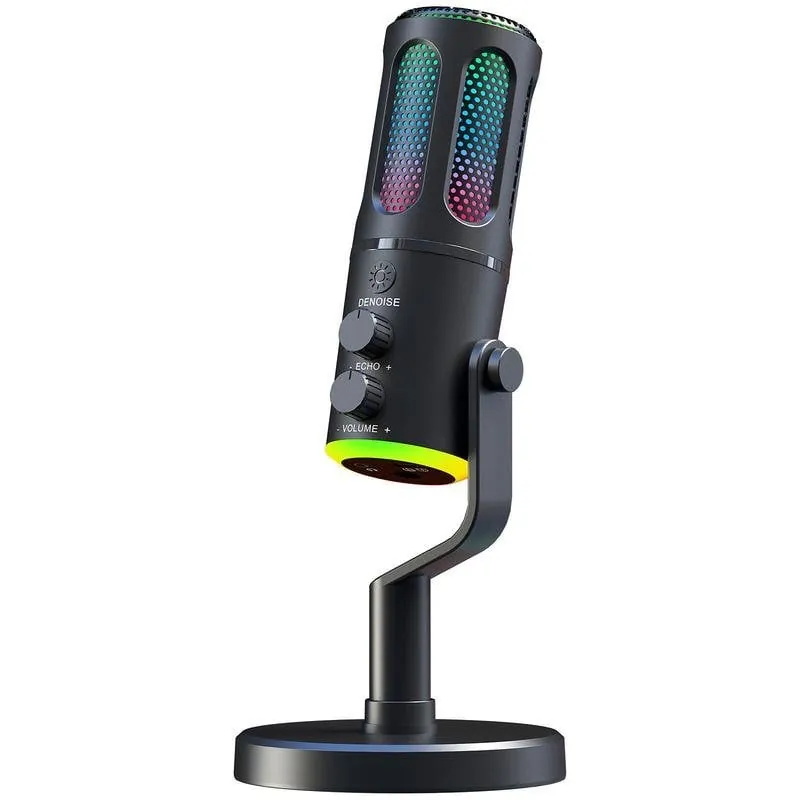 Micrófono The G-Lab K-Mic Neon USB cardioide con control de volumen y RGB K-MIC-NEON