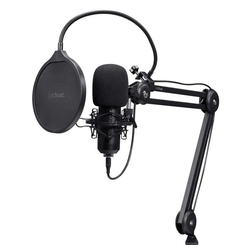 Micrófono Trust GXT 270 Emita II+ USB cardioide con brazo ajustable y filtro antipop TRUST-25770