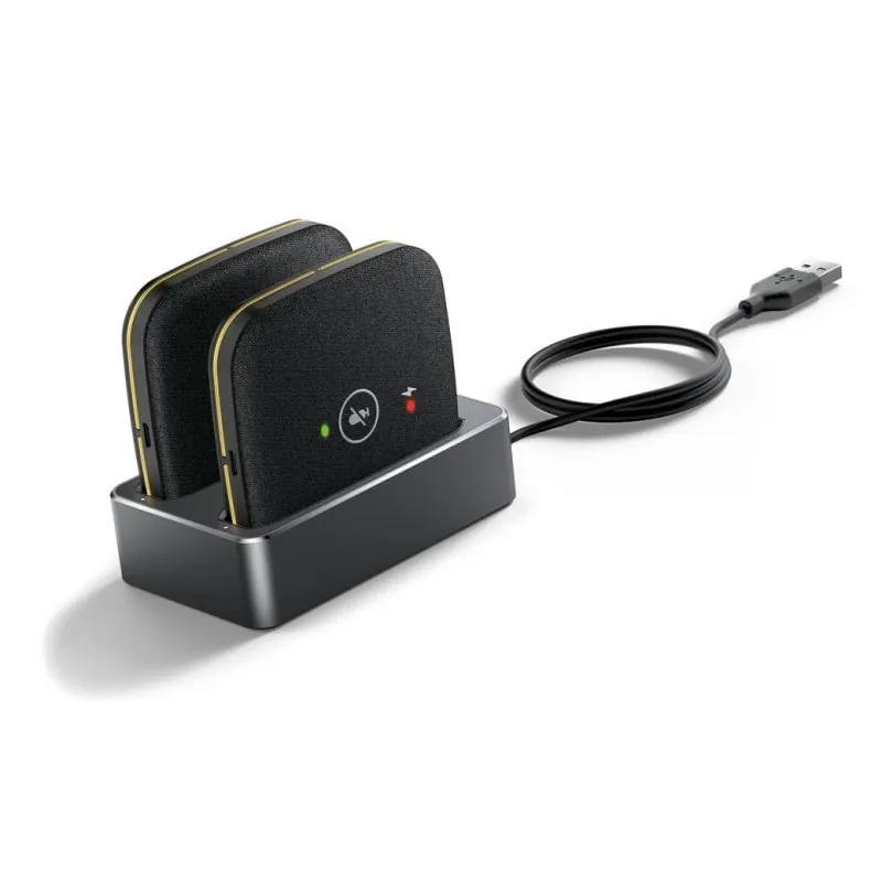Micrófono Yealink CPW65 inalámbrico USB omnidireccional con base de carga CPW65 Paket. 2 x CPW65 kabelloses Mikrofon. Lade-Dock. WDD60 USB DECT Dongle