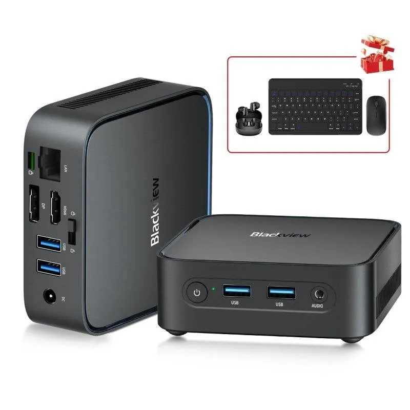 Mini PC Blackview MP50 AMD Ryzen 5 16GB 512GB SSD Vega 8 Windows 11 Pro Bluetooth Airbuds MP50(16+512)3500U-BLACK+AIRBUDS20