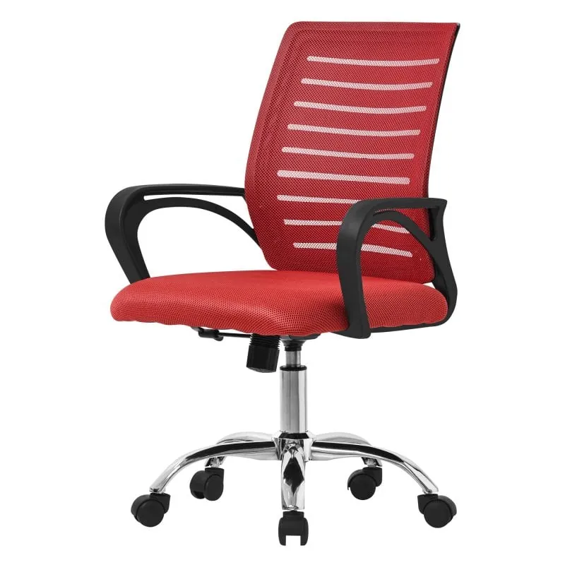 ML Design Silla de Oficina Ergonomica con Asiento Regulable Tapizado de Malla Roja 490013074