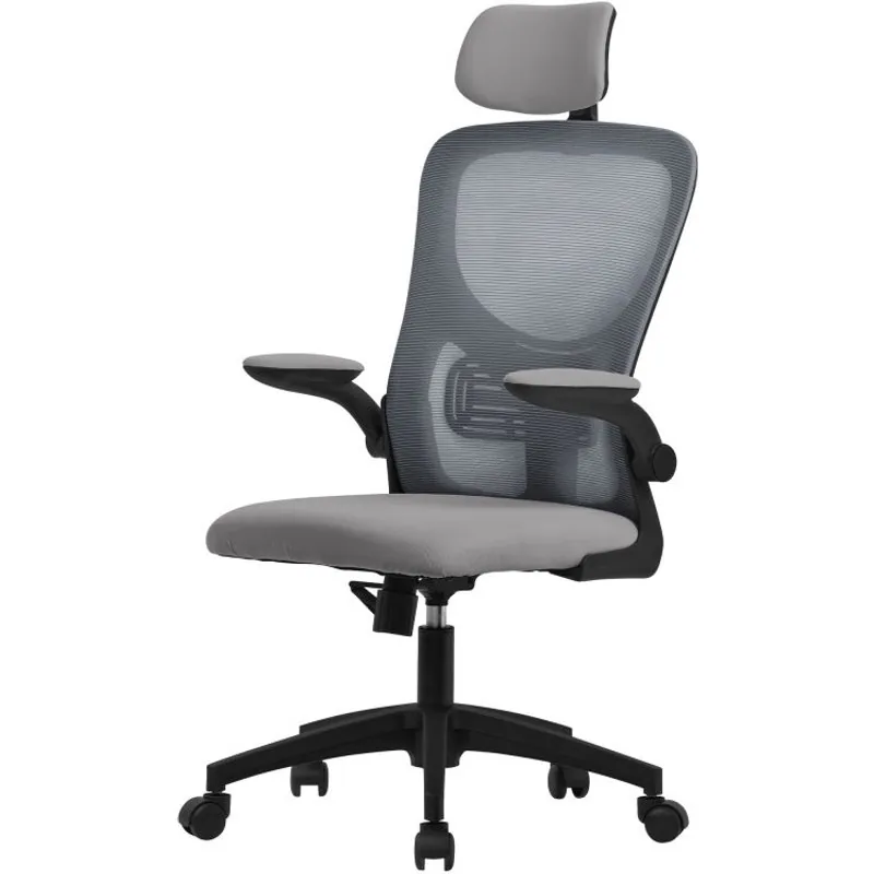ML Design Silla de Oficina Ergonomica con Asiento Regulable y Reposacabezas Gris 490013079