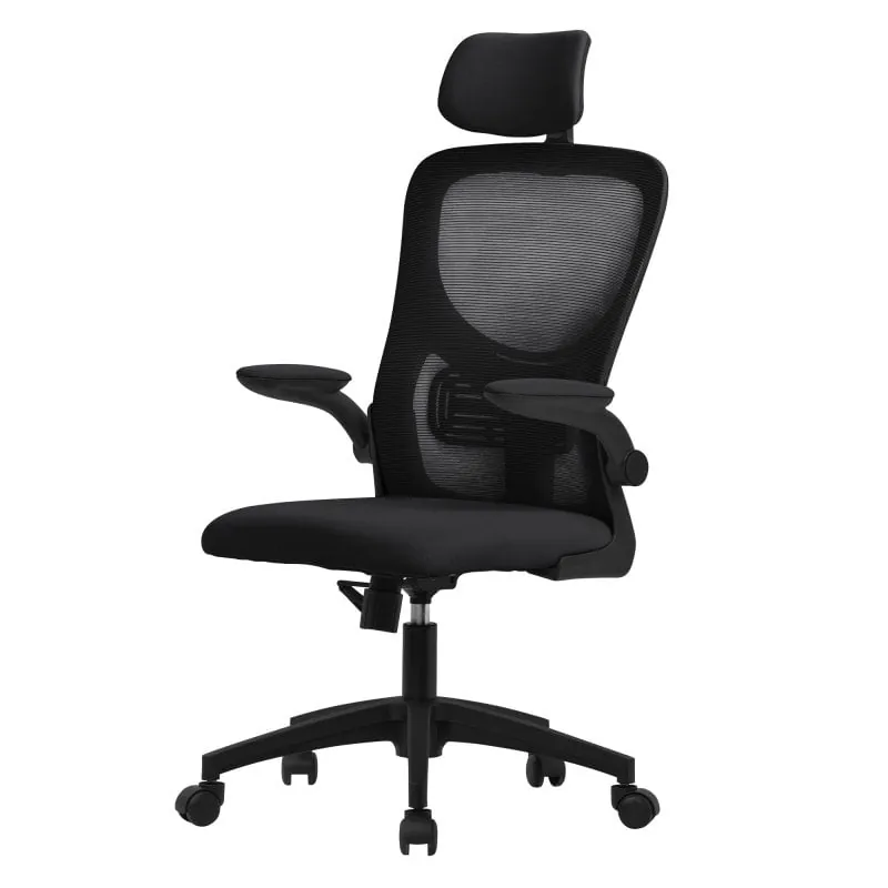 ML Design Silla de Oficina Ergonómica con Asiento Regulable y Reposacabezas Negro 490013078