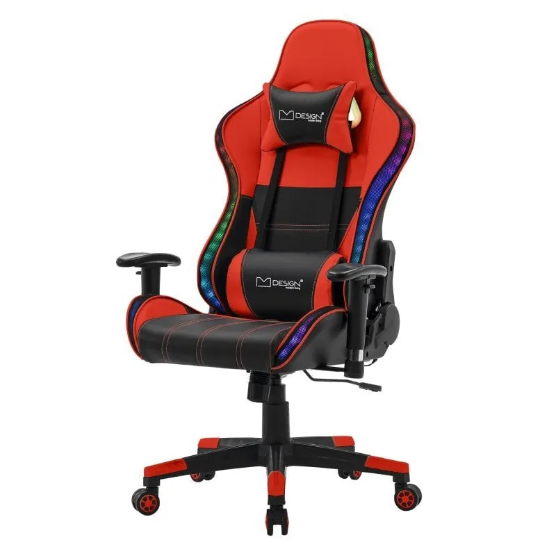 ML-Design Silla Gaming LED RGB con Altavoces Bluetooth Roja 490010460