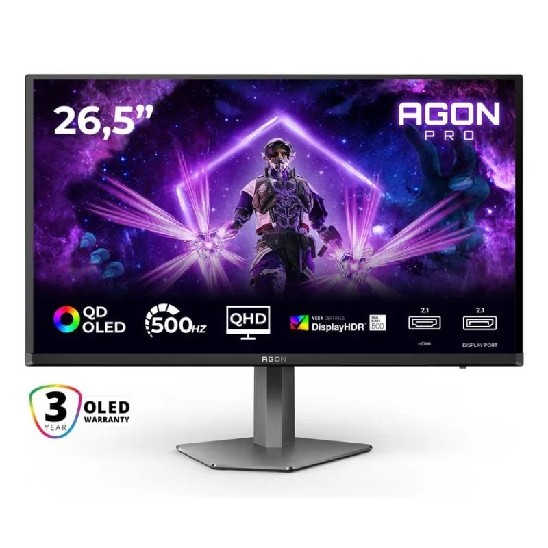 Monitor AOC AGON PRO AG276QKD2 27" Quad HD 500Hz QD-OLED Tiempo de respuesta 0,03 ms G-Sync HDR500 AG276QKD2