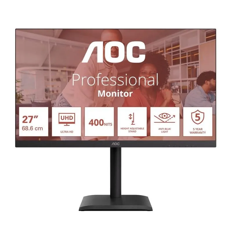 Monitor AOC U27E4CV 27" UltraHD 4K 60Hz IPS USB-C Altavoces HDR400 4ms U27E4CV