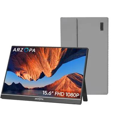 Monitor ARZOPA 15,6" FullHD 60Hz IPS portátil ultradelgado con soporte integrado AR-A1-P