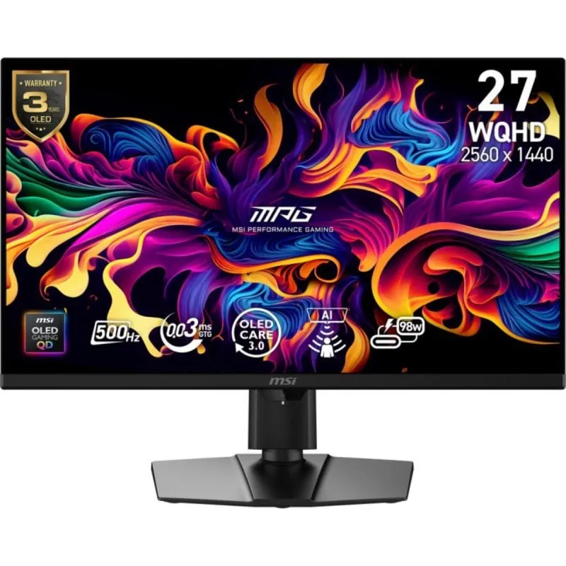 Monitor Gaming MSI MPG 271QRX QD-OLED 26.5" 500Hz 0.03ms WQHD USB-C HDR True Black 500 9S6-3CF49T-001