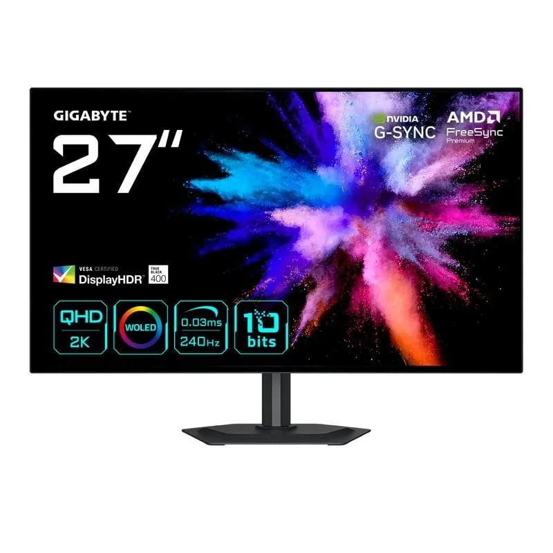 Monitor Gigabyte GO27Q24G 27" QHD 240Hz OLED FreeSync Premium G-Sync HDR400 Regulable en Altura GO27Q24G EK