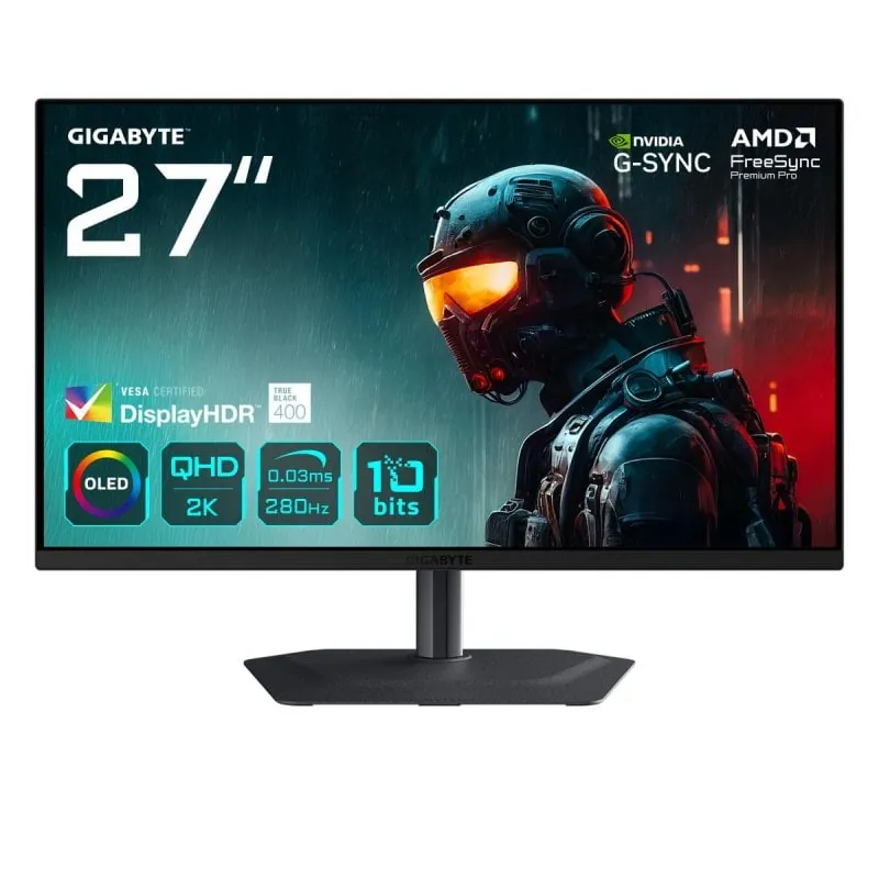 Monitor GIGABYTE MO27Q2A 27" QHD 280Hz OLED 0,03ms FreeSync Pro G-SYNC Altura USB HDR400 MO27Q2A EK