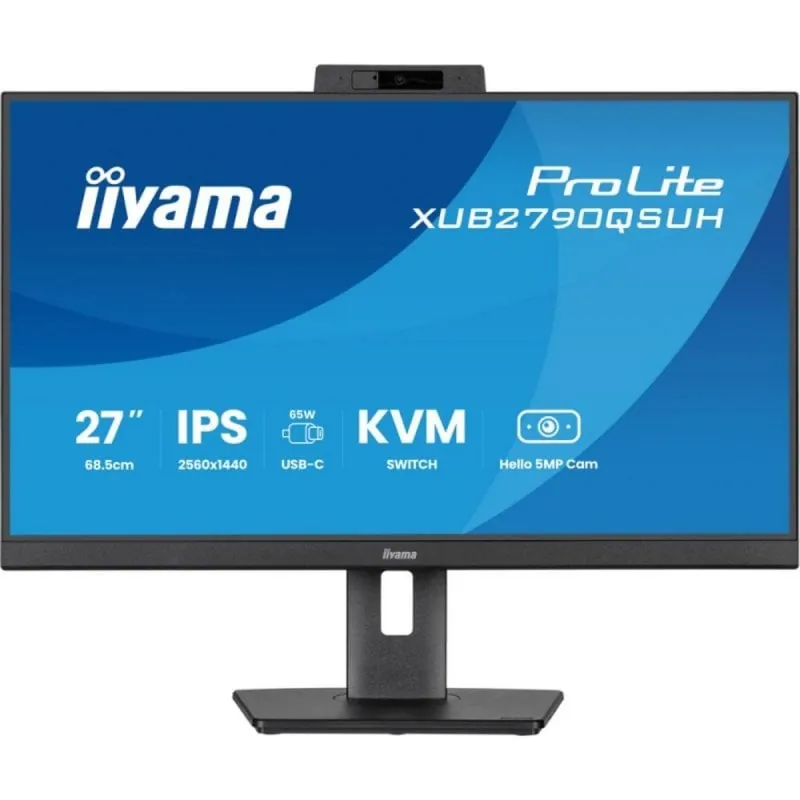 Monitor iiyama 27" QHD 100Hz IPS USB-C Webcam KVM Altura Ajustable Flicker Free XUB2790QSUH-B2