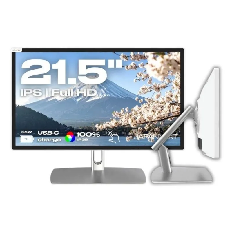 Monitor JAPANNEXT 21.5" FullHD 60Hz IPS Táctil HDR USB-C 65W FreeSync G-Sync Blanco JN-IPS2152FHDR-C65W-FLD-T