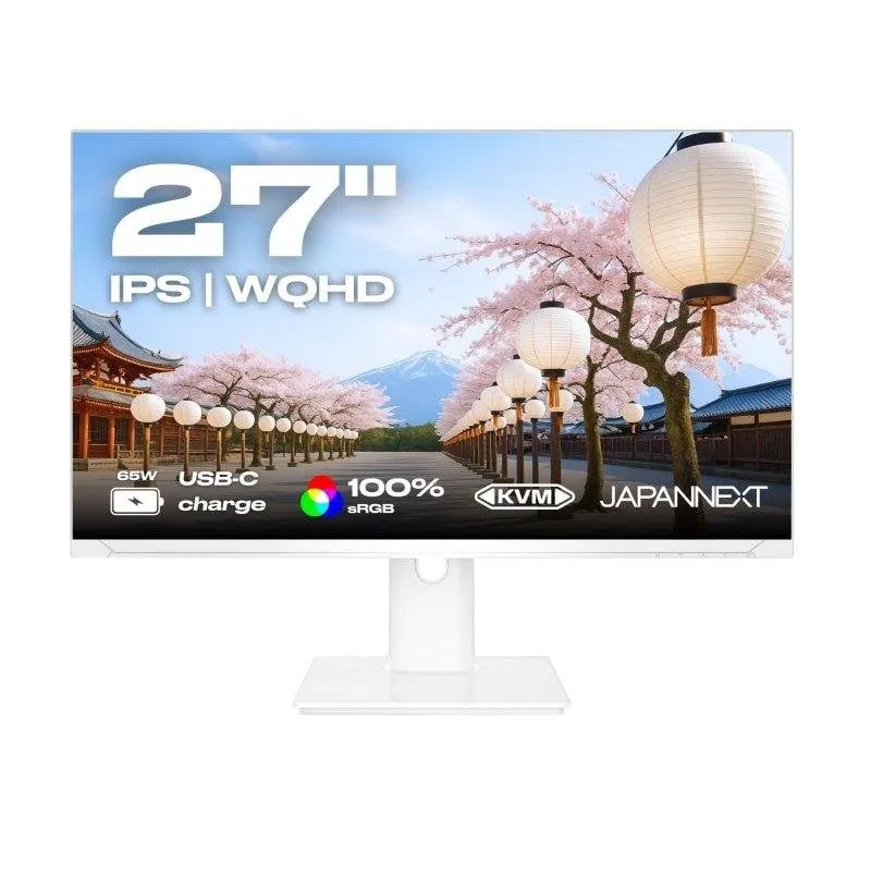 Monitor JAPANNEXT JN-i27QR-C65W-HSP-W 27" WQHD 75Hz IPS USB-C 65W HDR G-Sync FreeSync Blanco JN-i27QR-C65W-HSP-W