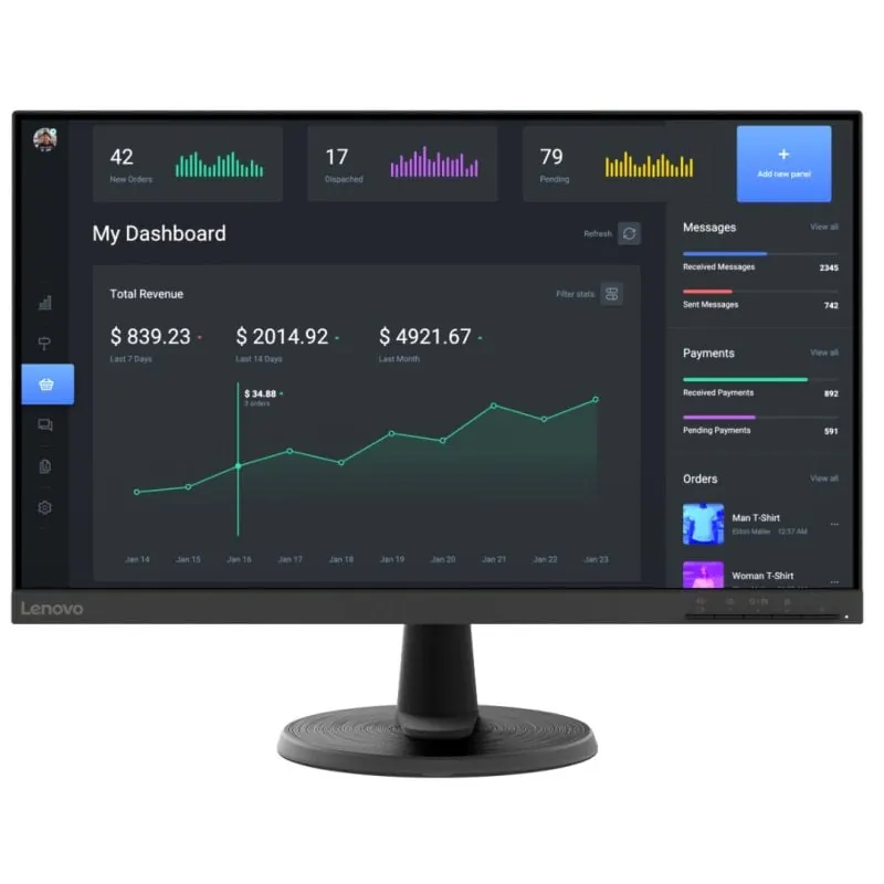 Monitor Lenovo D24-45 23.8" FullHD 75Hz VA AMD FreeSync Antirreflejo VESA 67A4KAC6IT