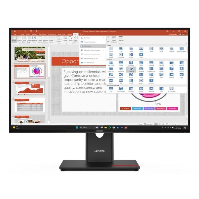 Monitor Lenovo ThinkVision T27-40 27" FullHD 120Hz IPS USB Hub Ajuste de altura 64A5MAT6U1