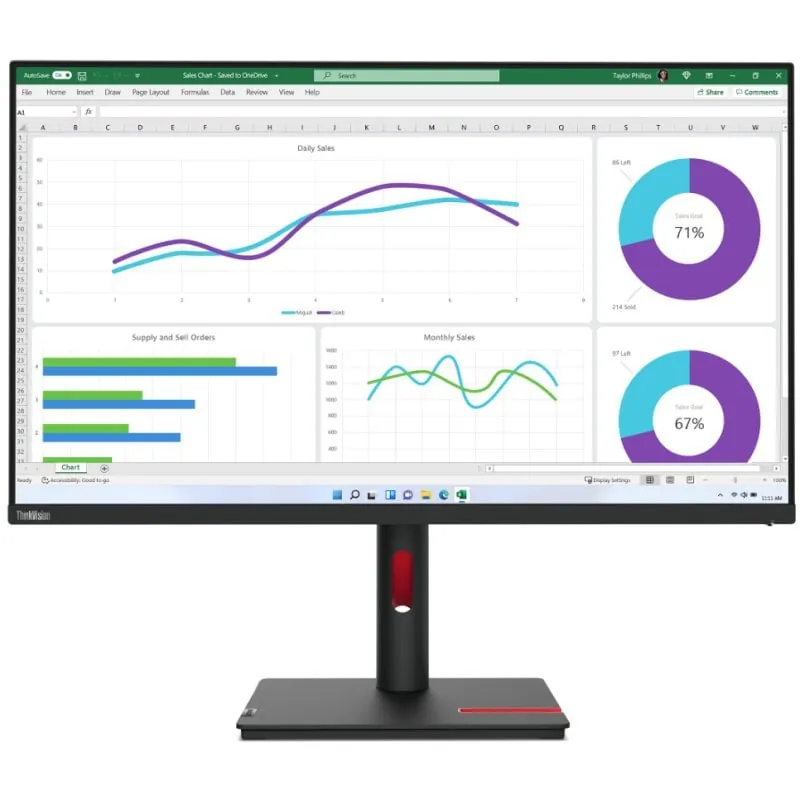 Monitor Lenovo ThinkVision T32h-30 31.5" IPS Quad HD 60Hz USB-C 90W Ethernet Pivot VESA Negro 63D3GAT1EU