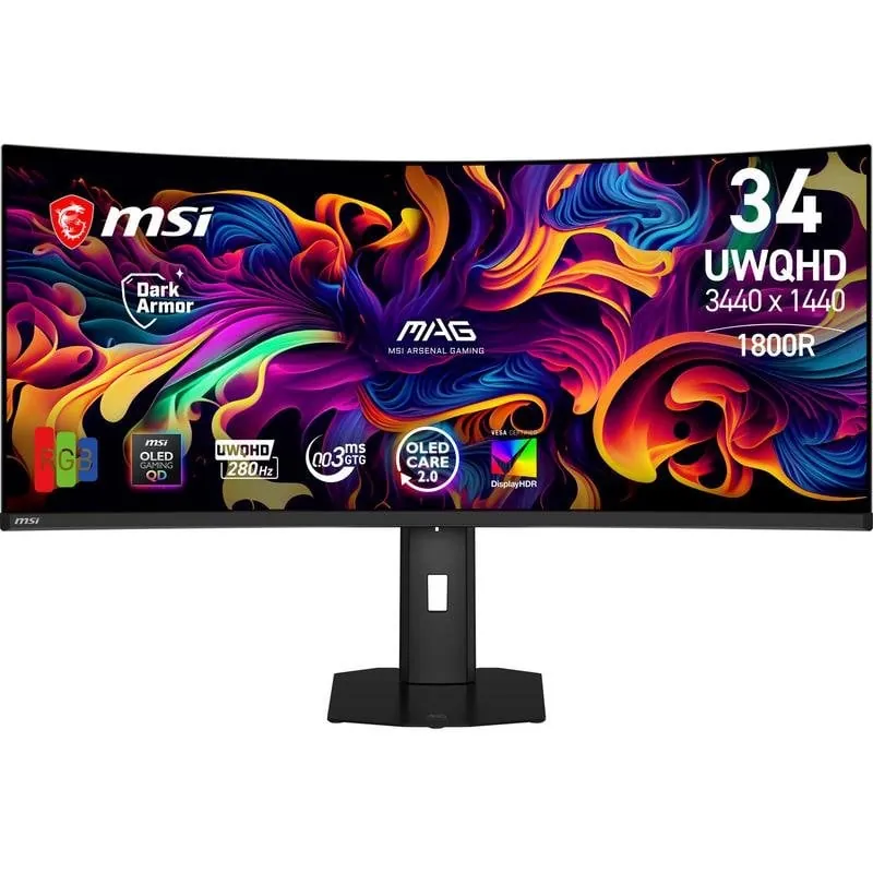 Monitor MSI MAG 341CQP QD-OLED X28 34" UltraWide Quad HD 280Hz QD-OLED Curvo Ajuste Altura 9S6-3DE39T-001