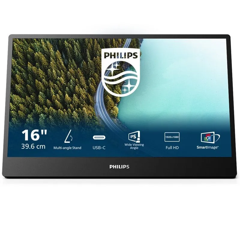 Monitor Philips 3000 Series 16B1P3302/00 15.6" 1080p 75Hz IPS Portátil USB-C Power Delivery VESA 16B1P3302/00