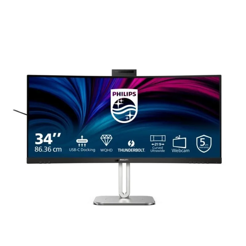 Monitor Philips 34B2U6603CH 34" UltraWide QHD 120Hz VA Curvo Thunderbolt 4 HDR400 Webcam 4ms 34B2U6603CH/00
