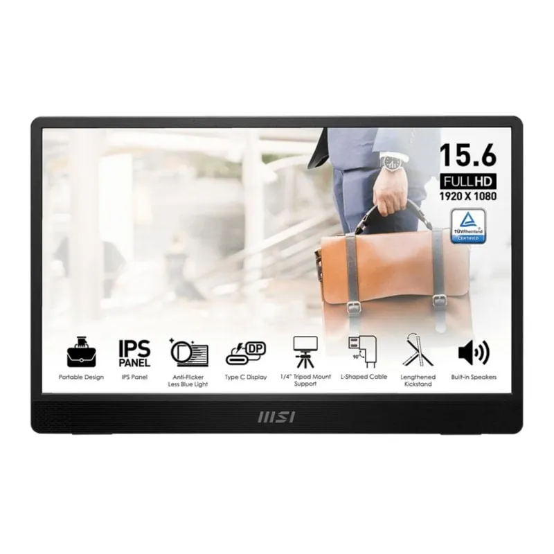 Monitor Portátil MSI PRO MP161DE 15.6" IPS FullHD 60Hz Altavoces USB-C 9S6-3PB70H-021