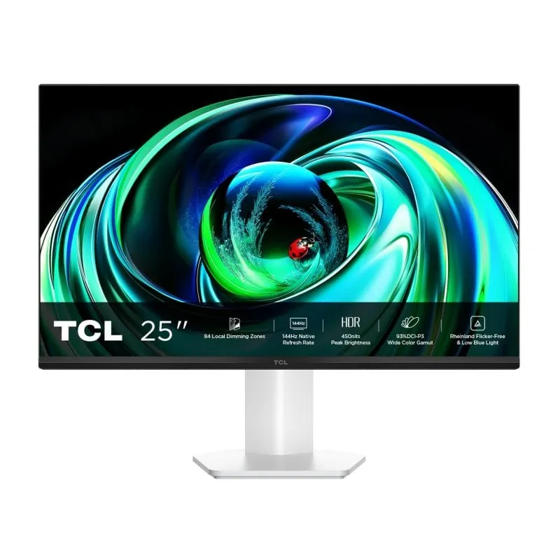 Monitor TCL 25G54 25" FullHD 144Hz IPS Mini LED HDR10 Blanco regulable 25G54