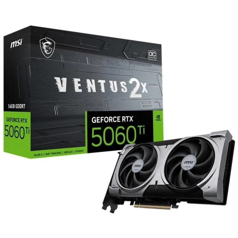 MSI GeForce RTX 5060 Ti VENTUS 2X OC PLUS 16GB GDDR7 Reflex 2 RTX AI DLSS4 GEFORCE RTX 5060 TI 16G VENTUS 2X OC PLUS