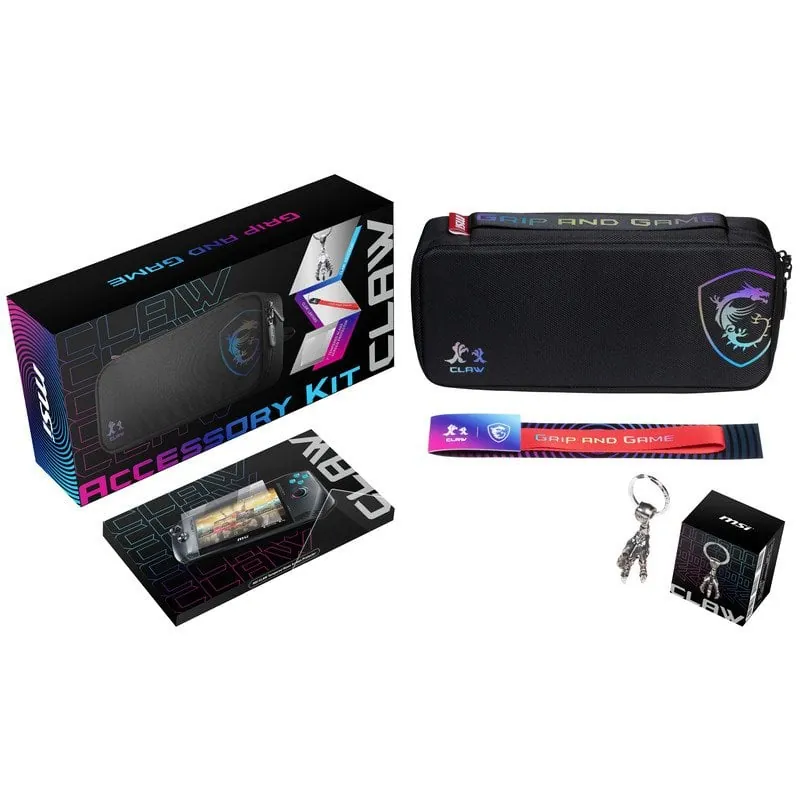 MSI Kit de Accesorios MSI Claw Funda de Transporte + Protector Cristal Templado + Correa + Llavero 957-1T4111E-001