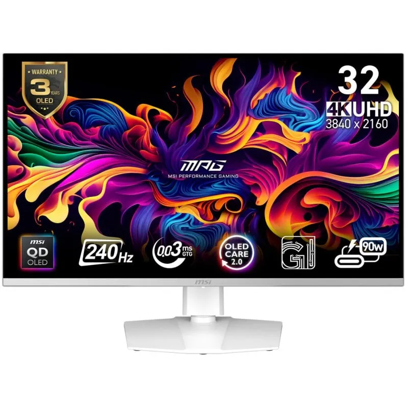 MSI MPG 321URXW QD-OLED 31.5" QD-OLED UltraHD 4K 240Hz 0.03ms HDR 400 Adaptive Sync USB-C 9S6-3DD29A-022