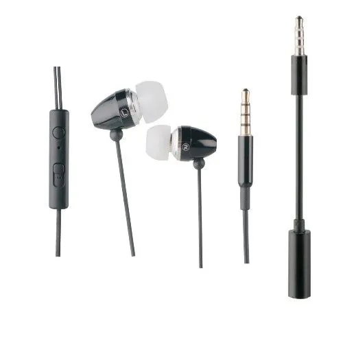 Muvit Auriculares Estéreo con Micrófono + Adaptador 3.5mm Negro MUHPH0016