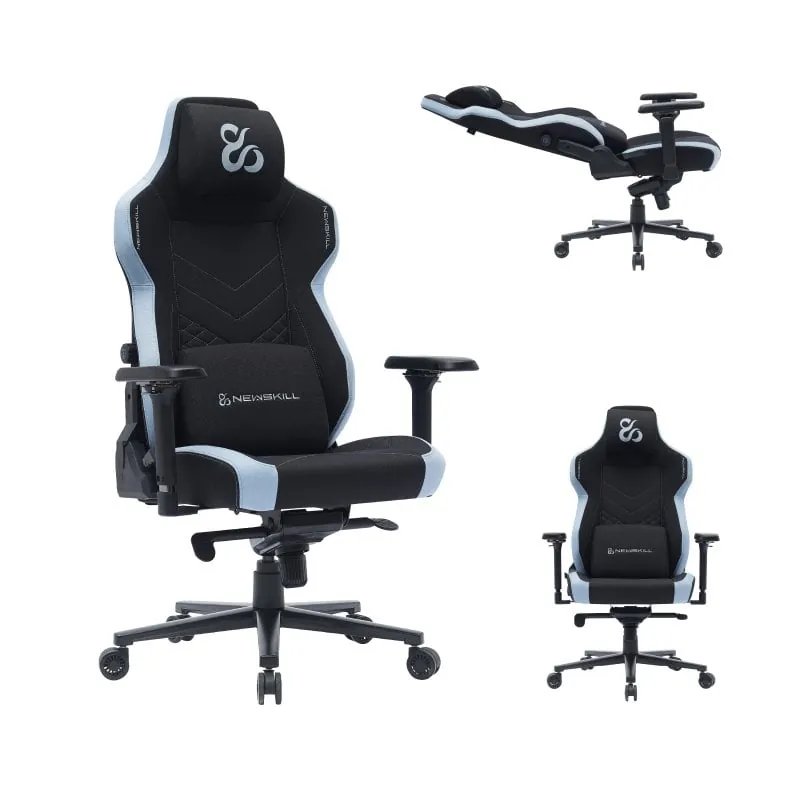 Newskill Banshee Pro Silla Gaming Tela Transpirable con Almohada Cervical Negra-Azul NS-CH-BANSHEEPRO-BBL
