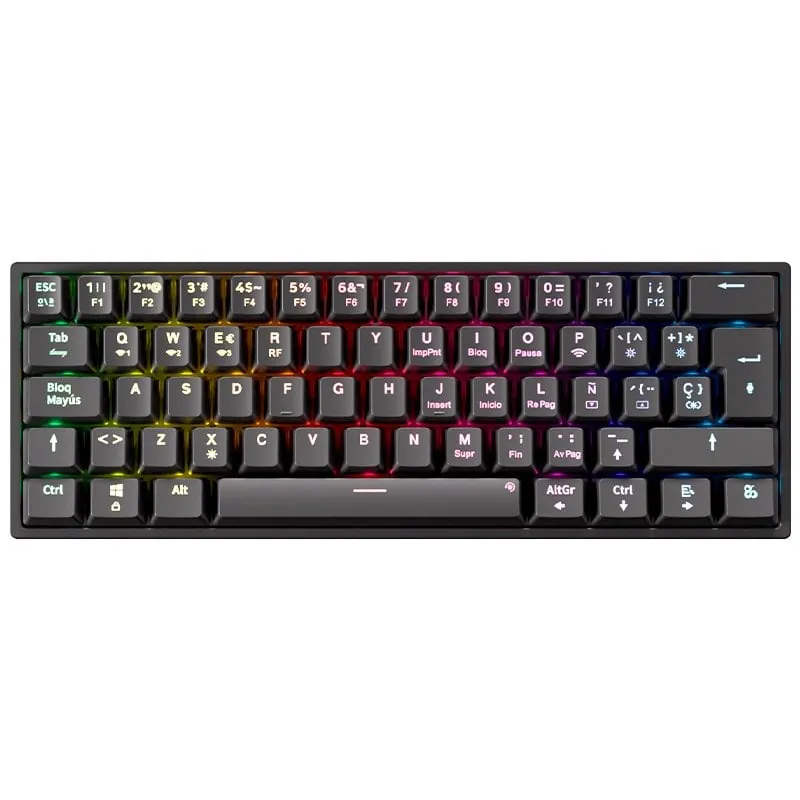 Newskill Pyros V2 Teclado Gaming Inalámbrico Mecánico 60% Hotswap Negro NS-KB-PYROSV2