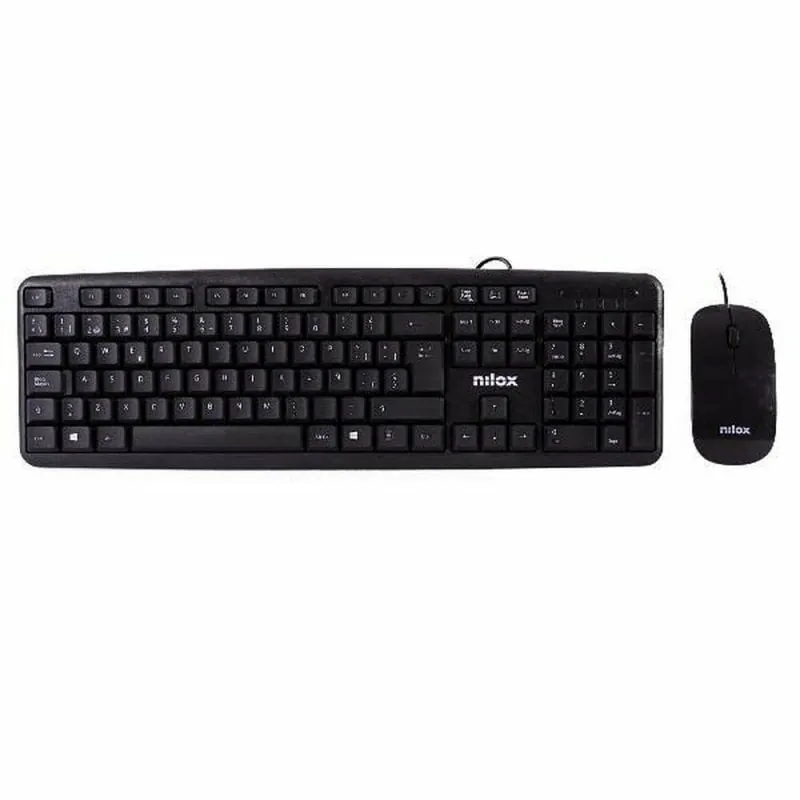 Nilox Flat Combo Teclado + Ratón Negro NXKME000004