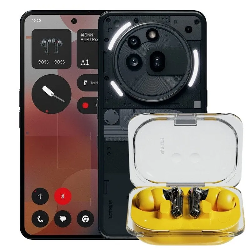 Nothing Pack Phone (3a) Pro Smartphone 12/256GB Negro + Auriculares Bluetooth Ear (a) Amarillos A10400166+A10600065