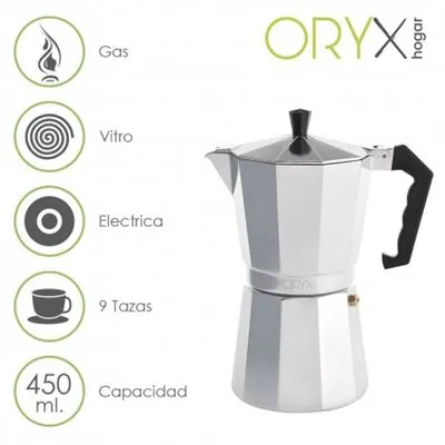 Oryx Classic Cafetera Italiana 9 Tazas Plata 05056013