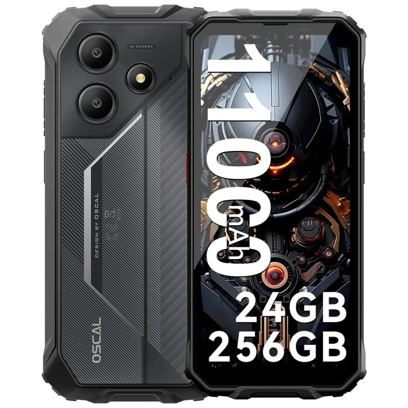 OSCAL Marine 2 Smartphone Robusto 6.56" 8GB/256GB Dual SIM NFC 11000mAh 18W Android 15 Negro MARINE2(8+256)-BLACK