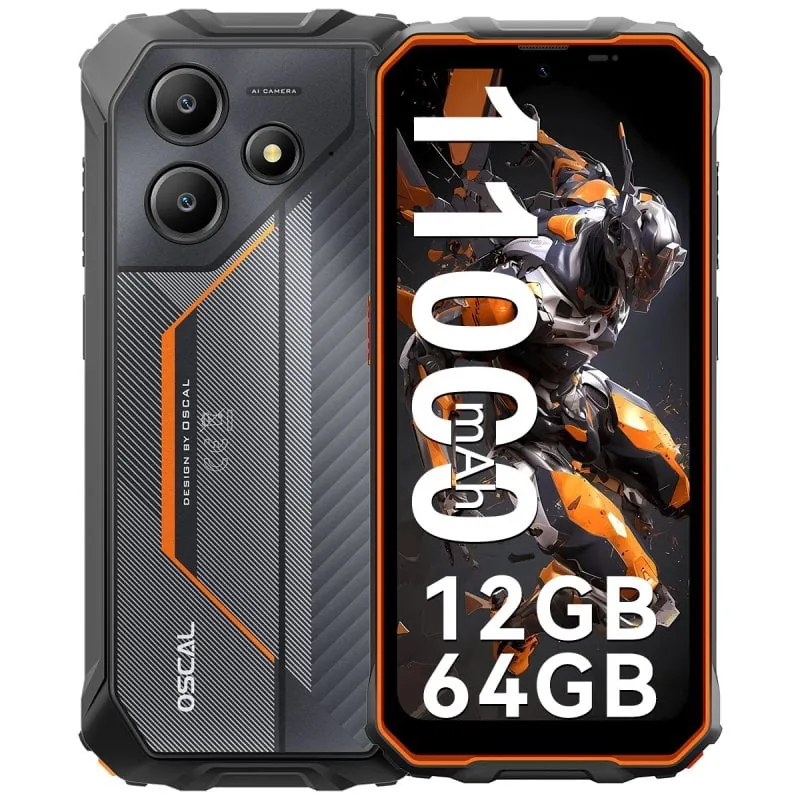OSCAL Marine 2 Smartphone Robusto 6.56" 4GB/64GB Dual SIM NFC 11000mAh 18W Android 15 Naranja MARINE2(4+64)-ORANGE