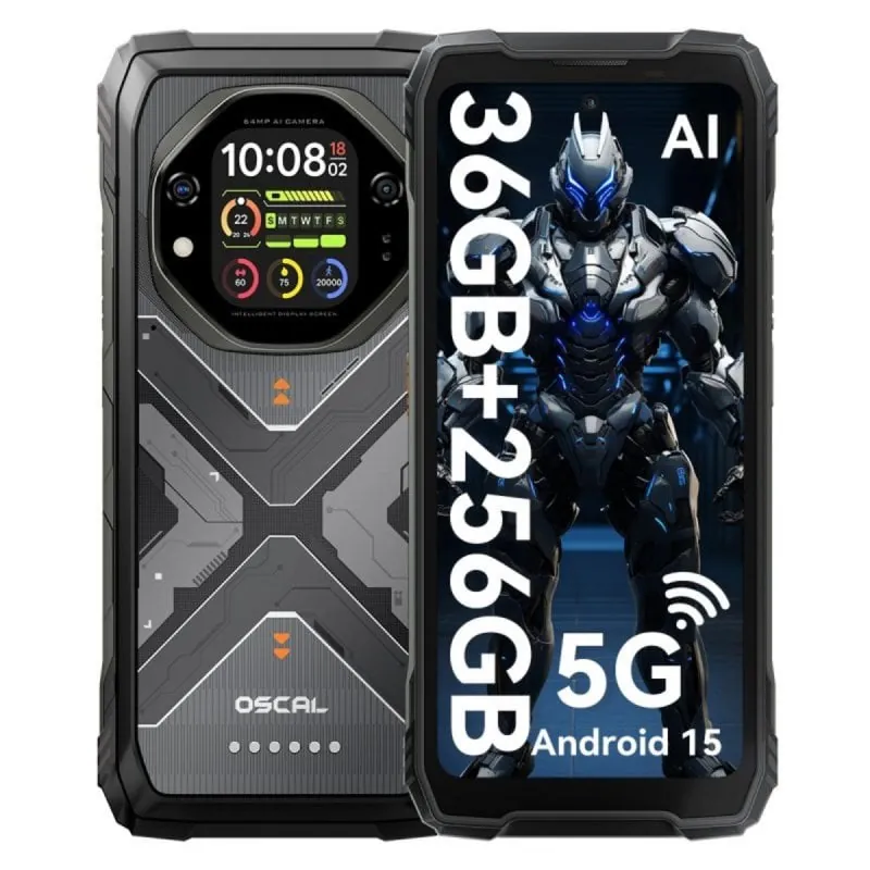 Oscal Tank 1 12GB 256GB 6.78" IPS 5G Dual SIM Batería 20000mAh IP69K NFC Android 13 Negro TANK1(12+256)-BLACK