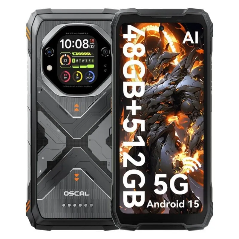Oscal Tank 1 16GB 512GB 6.78" IPS 5G Dual SIM 20000mAh 55W IP68 NFC Android 15 Naranja TANK1(16+512)-ORANGE