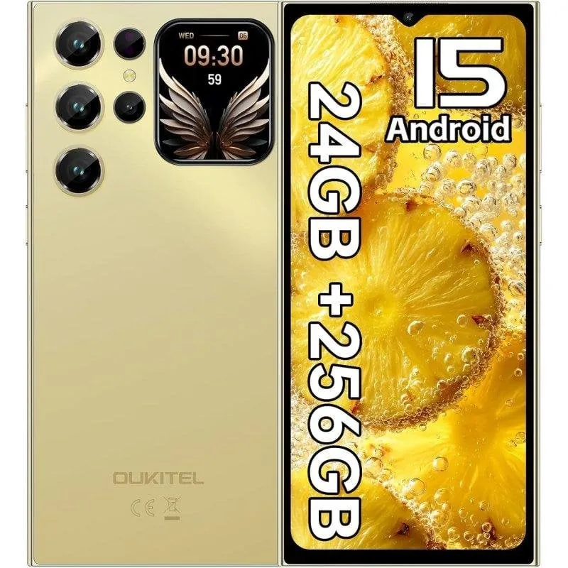 Oukitel C62 Pro 24GB 256GB 6.88" IPS 90Hz 4G Dual SIM Mini Pantalla NFC Android 15 Oro OUKC62POG