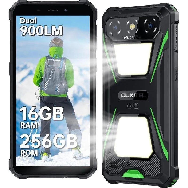Oukitel G5 16GB 256GB 6.0" HD 4G Dual SIM IP69K Batería 6300mAh Android 14 Verde OUKG5256V