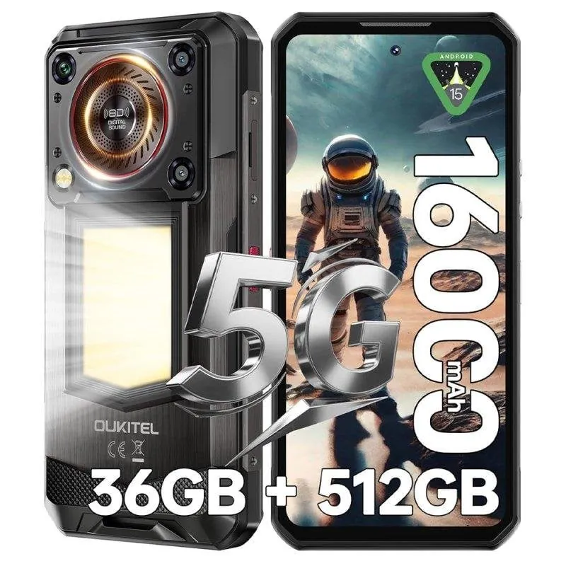 Oukitel WP56 36GB 512GB 6.8" 120Hz 5G Dual SIM Batería 16000mAh Cámara 108MP Android 15 Negro Oukitel-WP56(8+512) black