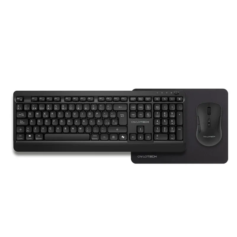 Owlotech MK300 Combo Wireless Teclado + Ratón + Alfombrilla Negros OW-MK-MK300W-B