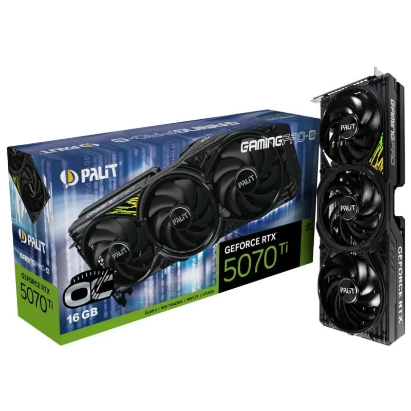 Palit GeForce RTX 5070 Ti GamingPro-S OC 16GB GDDR7 Reflex 2 RTX AI DLSS4 NE7507TS19T2-GB2031U