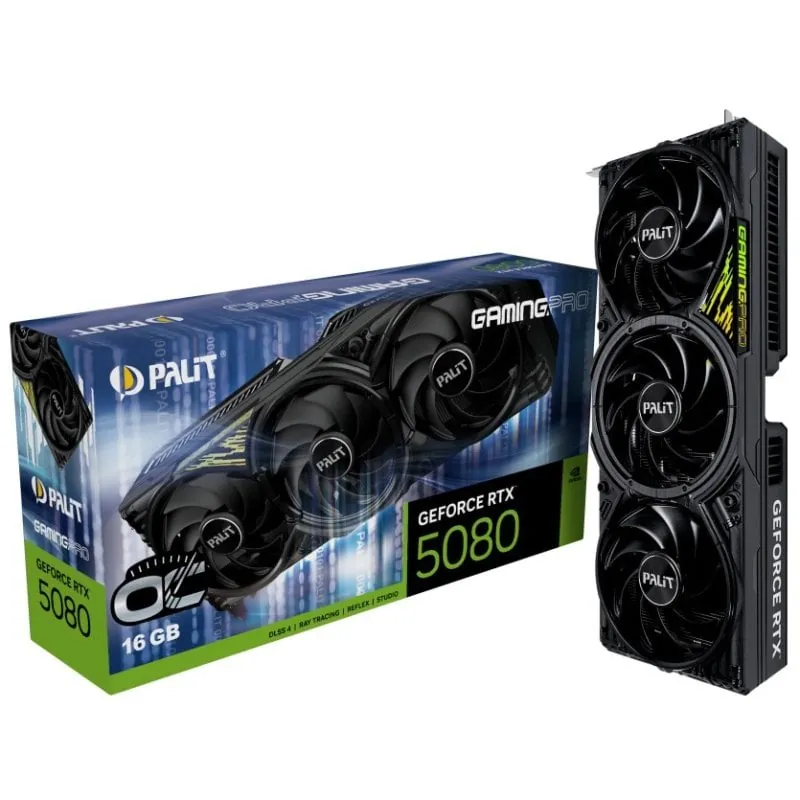 Palit GeForce RTX 5080 GamingPro OC 16GB GDDR7 Reflex 2 RTX AI DLSS4 NE75080S19T2-GB2031A