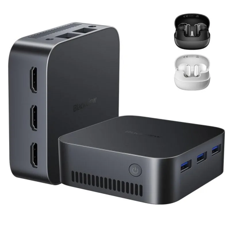 PC Sobremesa Blackview MP80 Intel N97 16GB 1TB SSD Triple HDMI Windows 11 Pro MP80(16+1TB)N97-BLACK+AIRBUDS20