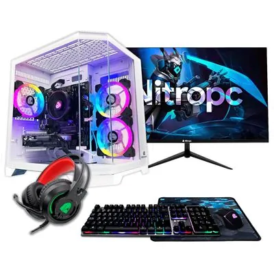 PC Sobremesa NitroPC Pack Silver Plus Ryzen 5 5500 16GB 1TB SSD RX6600 8GB Monitor 24" Periféricos Blanco 8437026200961