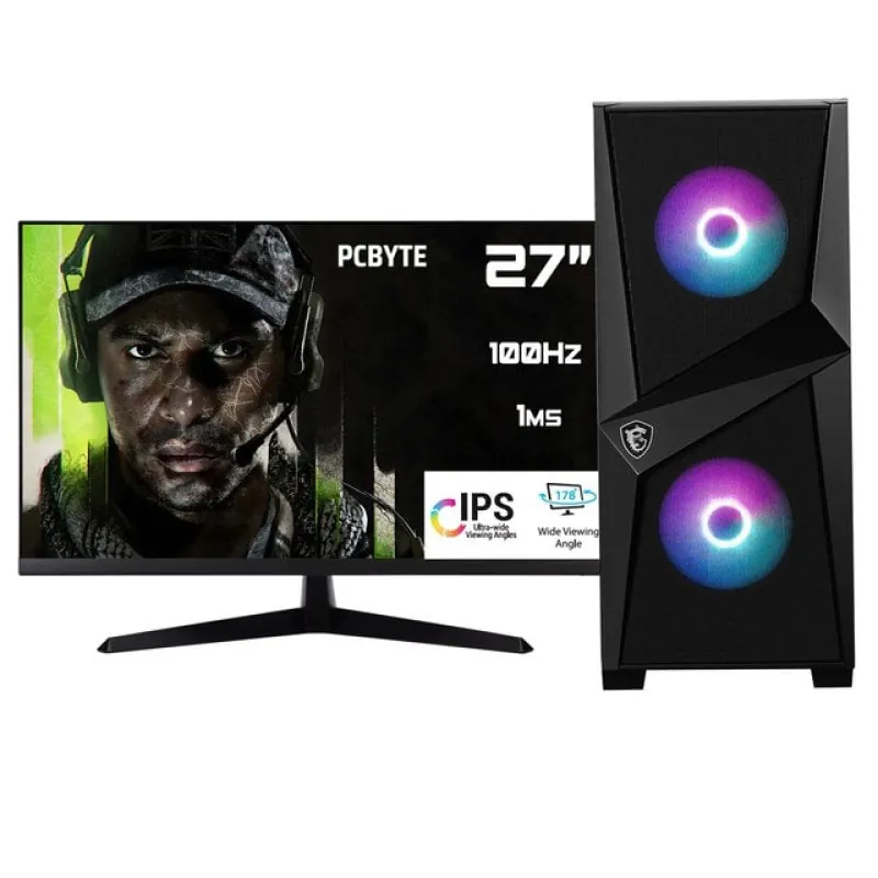 PCBYTE Mission27 Pc Intel Core i7-12700F/32GB/2TB SSD/RTX 4060 + Monitor 27" FHD 100Hz 7427255154242