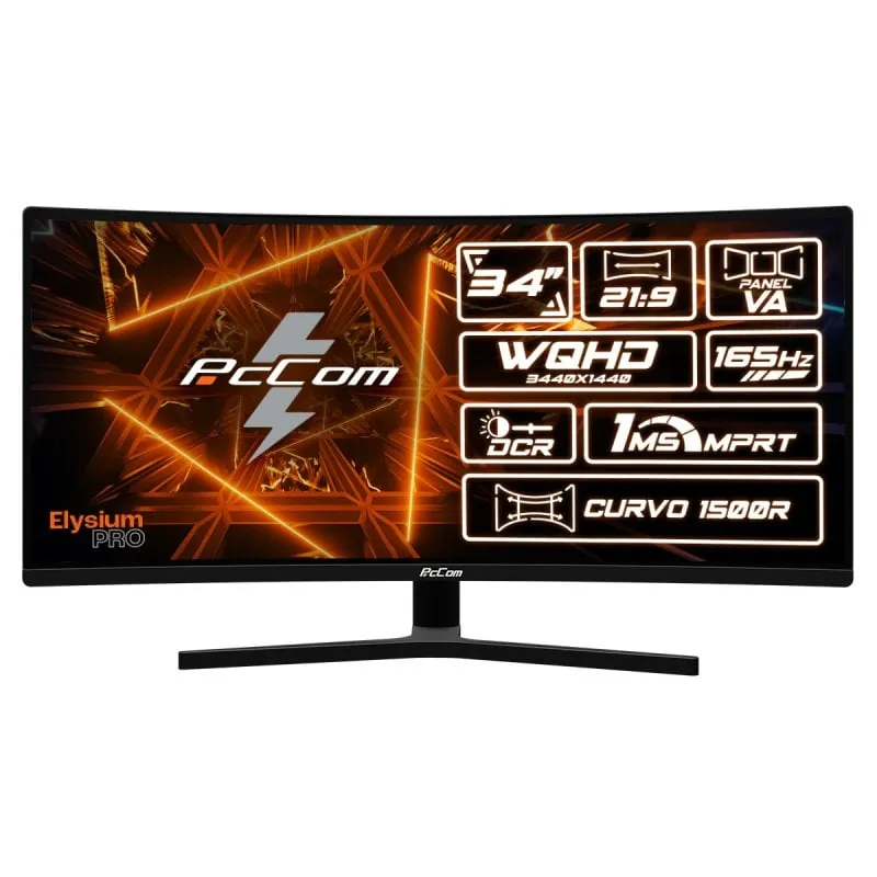 PcCom Elysium Pro 34" LED UltraWide WQHD 165Hz FreeSync Curva PCC-34165VA-WQHD