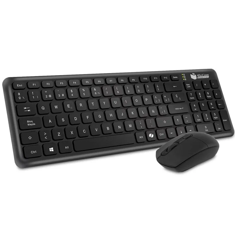 PcCom Essential Combo MK20 Low Profile Teclado + Ratón Wireless con Copilot Negro PCCES-COM-KMW-LP-V2-B